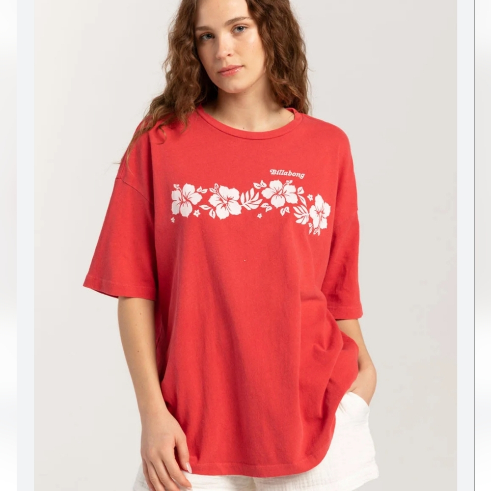 Billabong Oversized T-Shirt with Floral Design